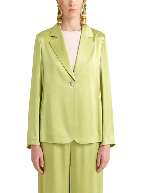GIACCIA IN ENVERS SATIN DESTRUTTURATA CON UN BOTTONE DONNA VERDE