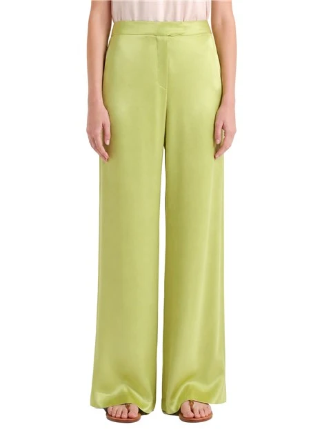 PANTALONE PALAZZO FLUIDO CON ELASTICO IN VITA POSTERIORE DONNA VERDE