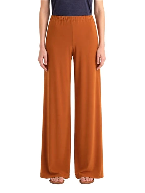 PANTALONE PALAZZO IN JERSEY LEGGERO CON VITA ELASTICIZZATA DONNA MARRONE CHIARO
