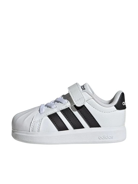 SNEAKERS BASSE CON STRAPPO E PUNTA A CONCHIGLIA BAMBINO BIANCO