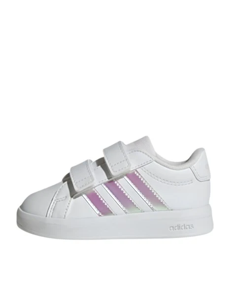 SNEAKERS BASSE CON STRAPPO E TRE STRISCE IRIDESCENTI BAMBINA BIANCO