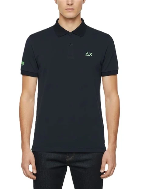 POLO MANICA CORTA IN PIQUET DI COTONE CON DETTAGLI A CONTRASTO UOMO BLU