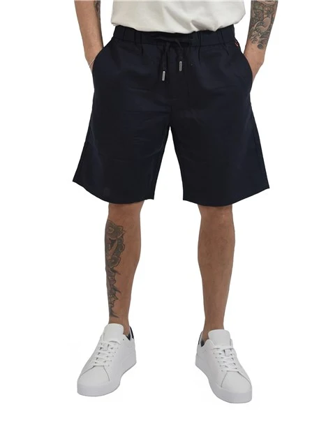 BERMUDA IN MISTO LISTO CON COULISSE UOMO BLU