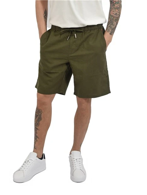 BERMUDA IN MISTO LISTO CON COULISSE UOMO VERDE