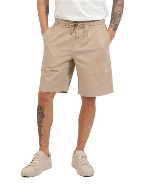 BERMUDA IN MISTO LISTO CON COULISSE UOMO BEIGE