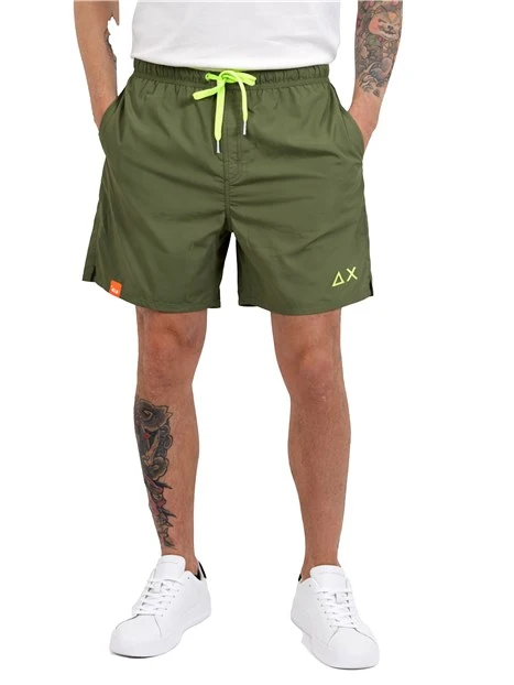 COSTUME BOXER CON COULISSE E LOGO FLUO UOMO VERDE