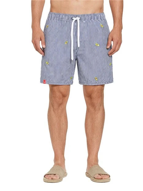 COSTUME BOXER A RIGHE CON RICAMI FANTASIA UOMO BIANCO