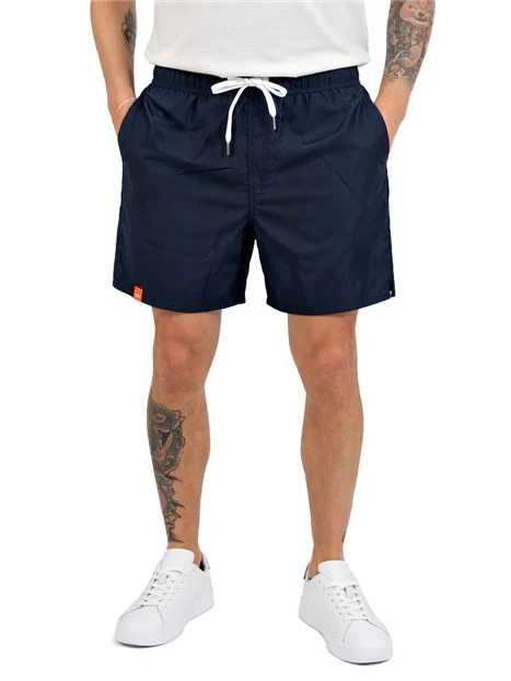 COSTUME BOXER CON COULISSE E LABEL FLUO UOMO BLU