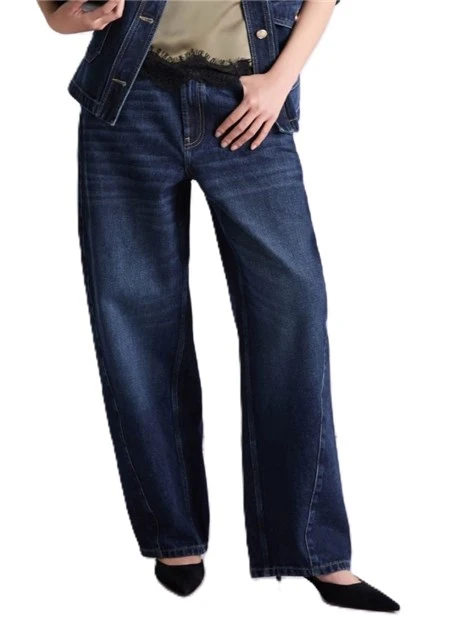 JEANS PALAZZO CON FINITURE IN ORO CHIARO DONNA BLU