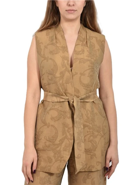 GILET IN TESSUTO JACQUARD CON FUSCIACCA DONNA BEIGE