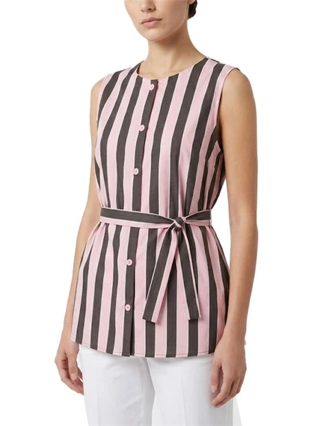 TOP IN MUSSOLA DI COTONE STAMPATA CON BOTTONI A VISTA DONNA ROSA
