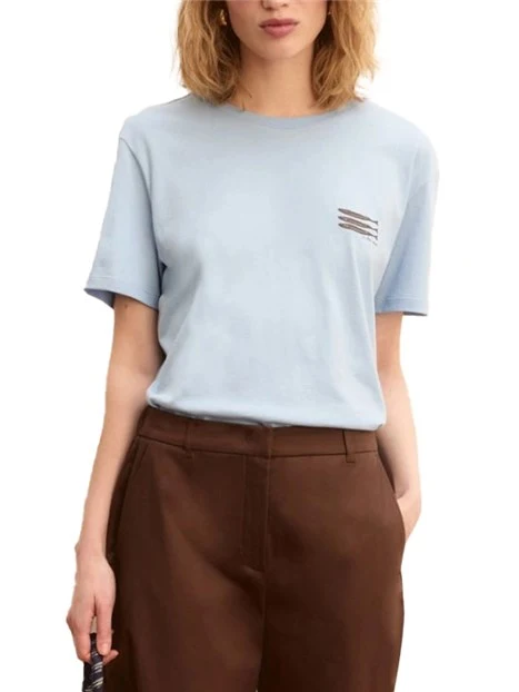 T-SHIRT MANICA CORTA IN JERSEY DI PURO COTONE  LINEA BOXY DONNA AZZURRO