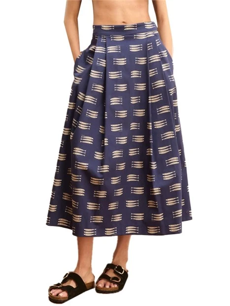 GONNA LUNGA CON ELASTICO IN VITA POSTERIORE DONNA BLU