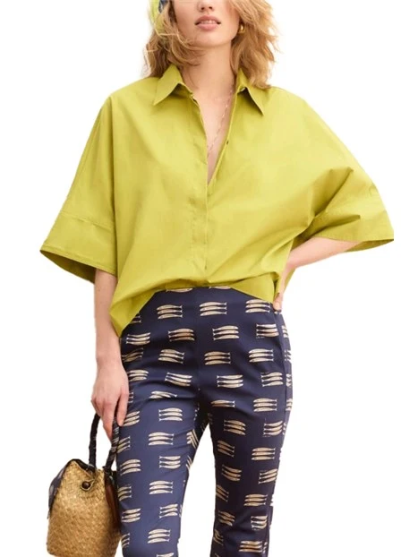 CAMICIA MANICA TRE QUARTI A KIMONO IN COTONE DONNA VERDE