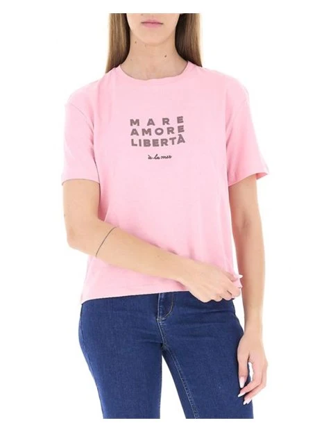 T-SHIRT MANICA CORTA IN JERSEY DI PURO COTONE  LINEA BOXY DONNA ROSA