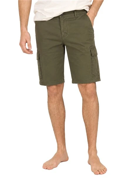 BERMUDA IN COTONE STILE CARGO UOMO VERDE SCURO