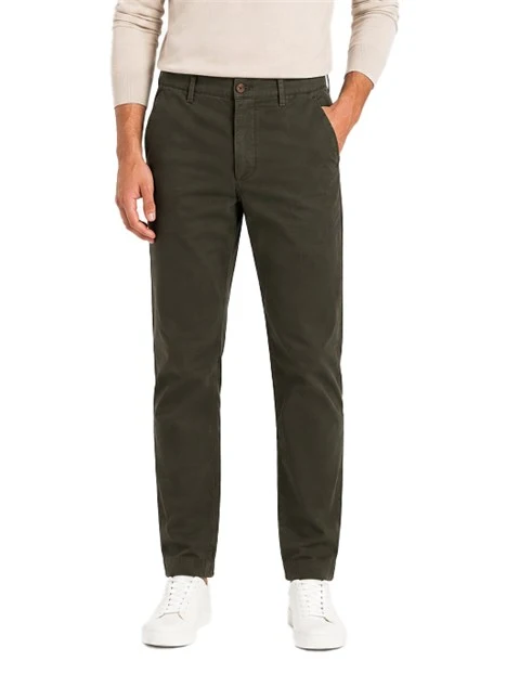PANTALONE CHINO IN POPELINE DI COTONE UOMO VERDE