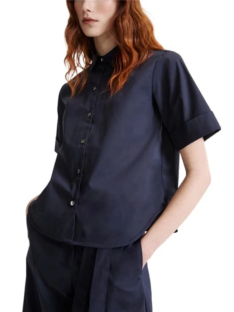 CAMICIA MANICA CORTA CON MANICA CORTA E RISVOLTO DONNA BLU