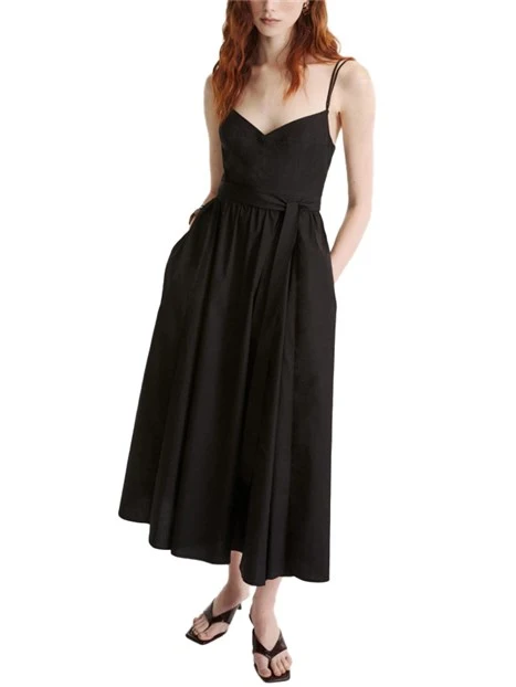 VESTITO LUNGO IN PURO COTONE CON SPALLINE SOTTILI DONNA NERO
