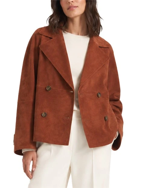 GIACCA DOPPIOPETTO  IN PELLE CON SPACCO CENTRALE DONNA MARRONE