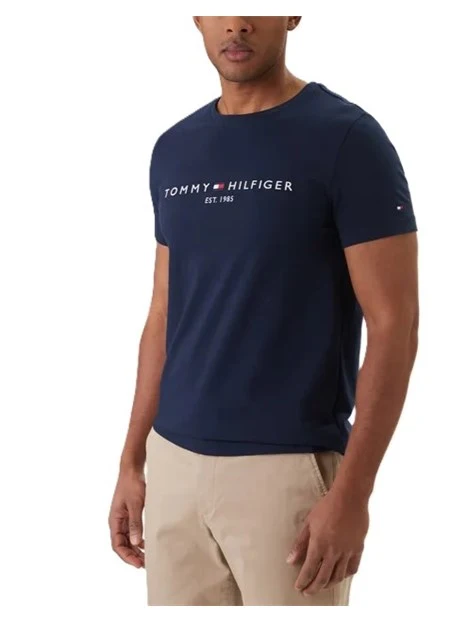 T-SHIRT MANICA CORTA CON RICAMO FRONTALE UOMO BLU SCURO