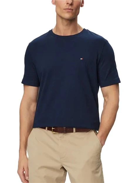 T-SHIRT IN JESERY DI PURO COTONE CON BANDIERINA RICAMATA UOMO BLU SCURO