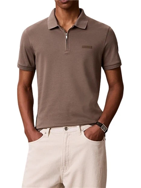 POLO SLIM COLLO CON ZIP UOMO TORTORA