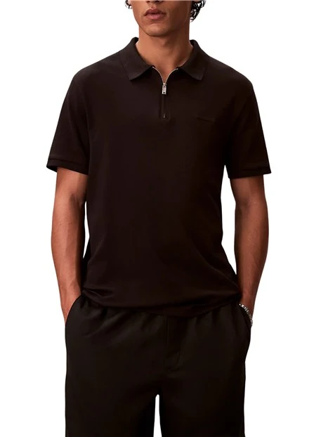 POLO MANICA CORTA SLIM COLLO CON ZIP UOMO NERO