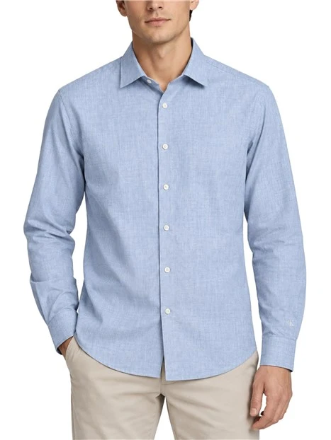 CAMICIA CON EFFETTO MELANGE SOFT UOMO BLU
