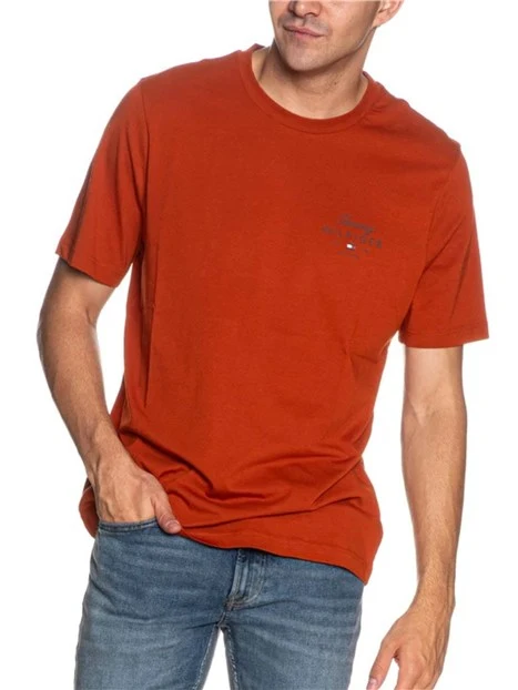 T-SHIRT MANICHE CORTE GIROCOLLO CON LOGO A CONTRASTO UOMO ARANCIONE