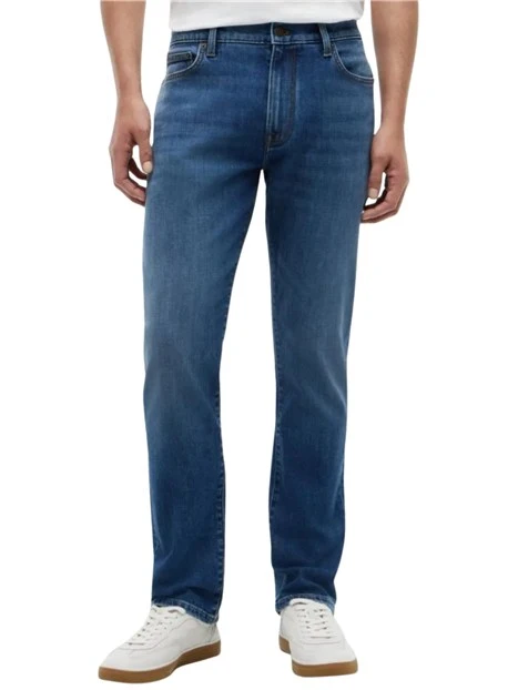JEANS REGULAR DENIM CON BAFFATURE UOMO BLU