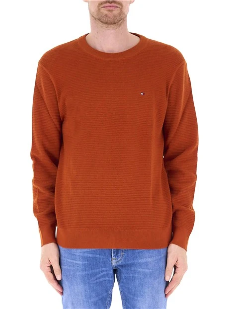 MAGLIA GIROCOLLO LAVORATA CON LOGO UOMO ARANCIONE