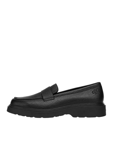 MOCASSINI CHUNKY IN PELLE FIORE UOMO NERO
