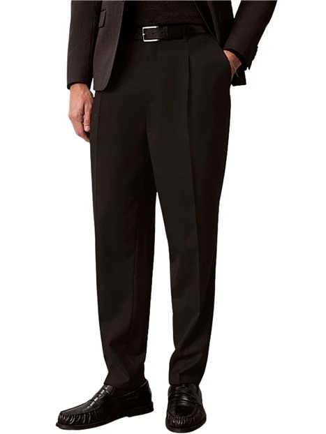 PANTALONI CHINO AFFUSOLATI IN MISTO LANA UOMO NERO
