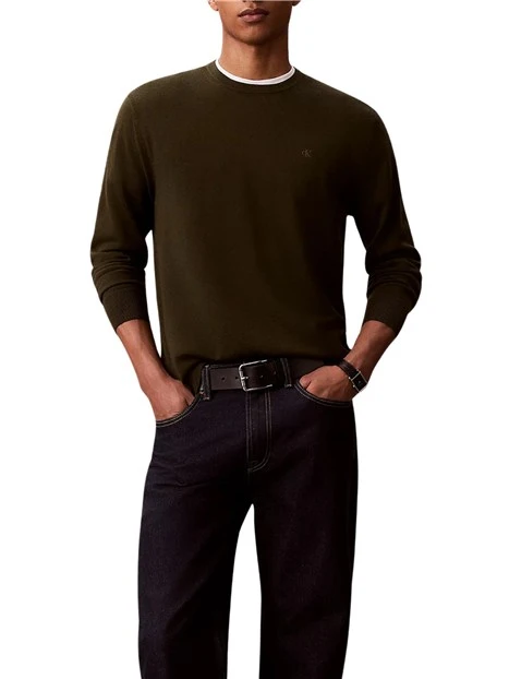 MAGLIA GIROCOLLO LV04LB305G IN PURA LANA MERINO UOMO VERDE