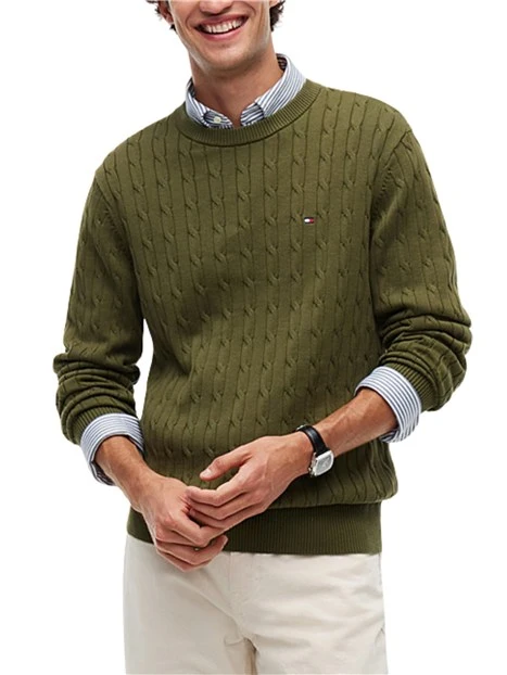 MAGLIA GIROCOLLO A TRECCE UOMO VERDE OLIVA