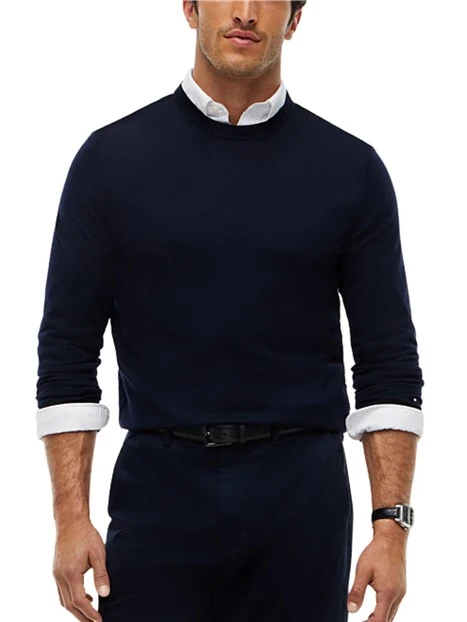 MAGLIA GIROCOLLO IN LANA UOMO BLU SCURO