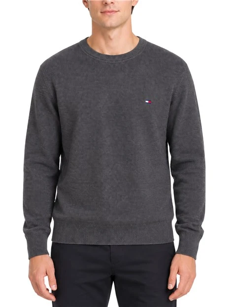 MAGLIA GIROCOLLO IN COTONE MISTO A CASHMERE UOMO GRIGIO