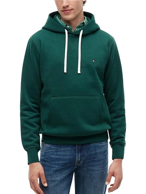 FELPA CON CAPPUCCIO E LOGO RICAMATO UOMO VERDE