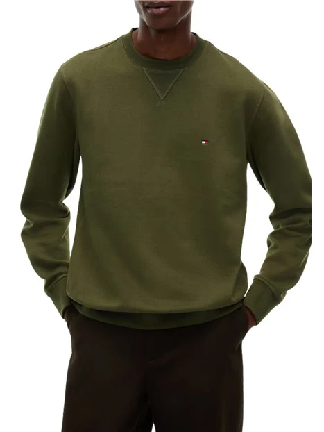 FELPA GIROCOLLO CON MINI LOGO RICAMATO UOMO VERDE OLIVA