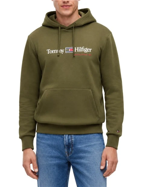 FELPA CON CAPPUCCIO LOGO SUL PETTO UOMO VERDE