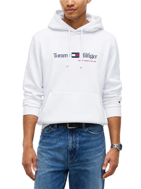 FELPA CON CAPPUCCIO LOGO SUL PETTO UOMO BIANCO