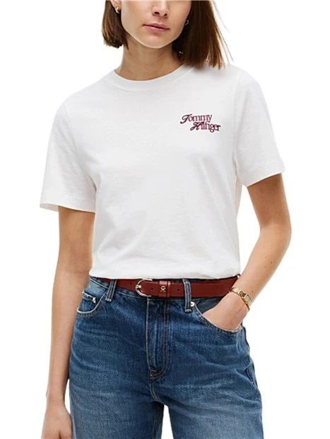 T-SHIRT MANICA CORTA CON LOGO RICAMATO DONNA BIANCO
