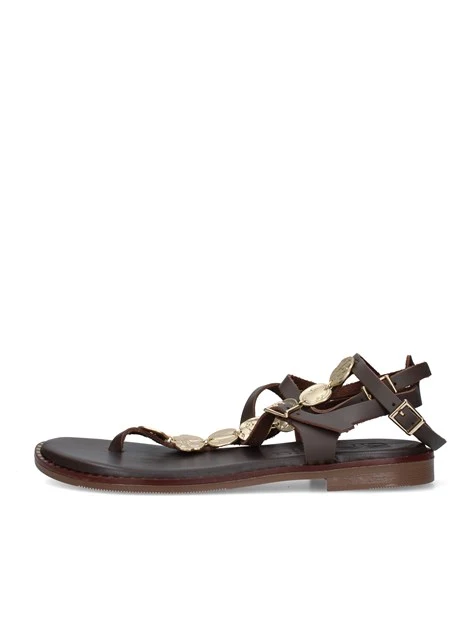 SANDALI TACCO BASSO 5843 DONNA MARRONE