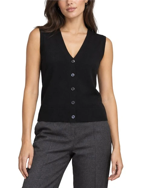 GILET IN LANA VERGINE CON BOTTONI DONNA NERO