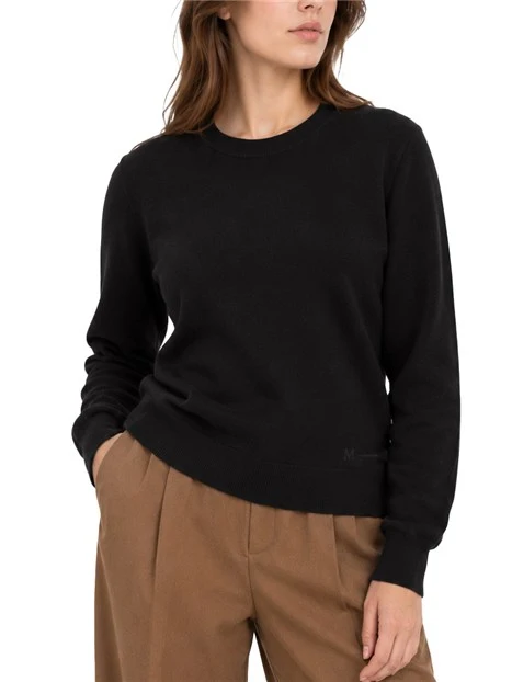 MAGLIA GIROCOLLO CON LOGO TONO SU TONO IN LANA VERGINE DONNA NERO