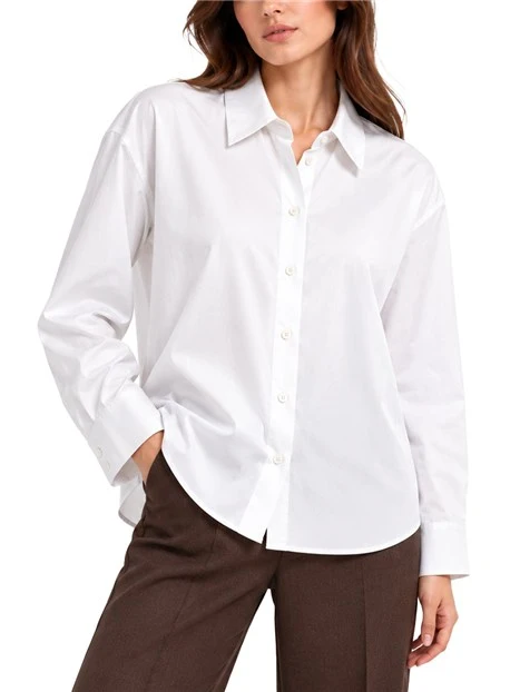CAMICIA SVASATA IN RASO DI COTONE DONNA BIANCO
