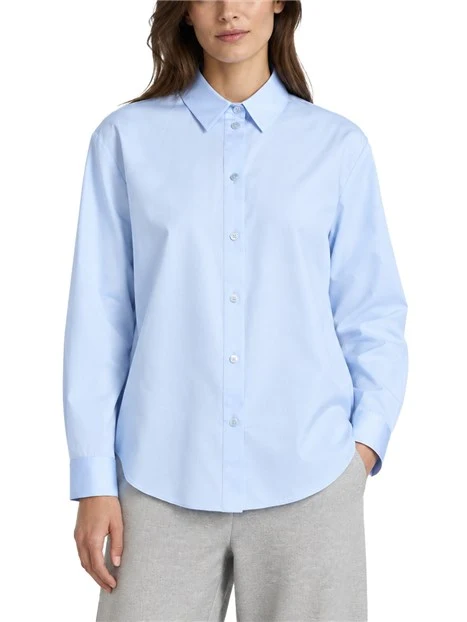 CAMICIA SVASATA IN RASO DI COTONE DONNA AZZURRO