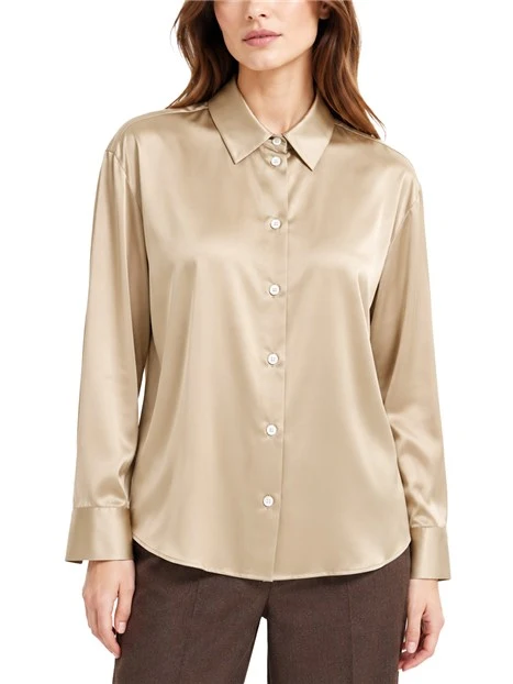 CAMICIA IN RASO DI SETA STRETCH DONNA AVORIO