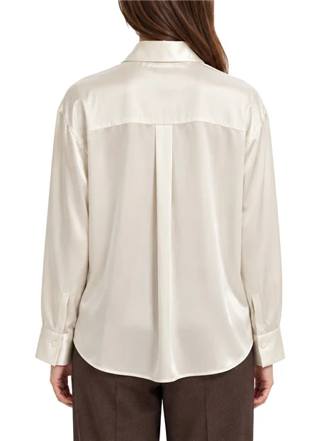 CAMICIA IN RASO DI SETA STRETCH DONNA BIANCO
